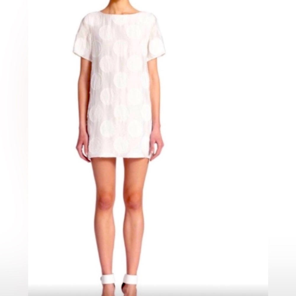 Alice & Olivia Jacquard circle white t shirt dress sz 6